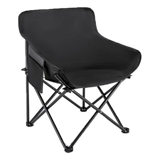 德利生活 戶外摺疊收納月亮椅, 象牙白/典雅黑, 鋼管直徑16mm, 牛津布, 承重約100公斤, 1個