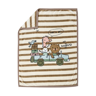 Ishur 伊舒爾 法蘭拉捨爾絨嬰兒毯被 - 柔軟親膚 保暖 不悶熱 防皺 不易變形 不易起球 雙層 可機洗, 歡樂頌 米色 + 棕色