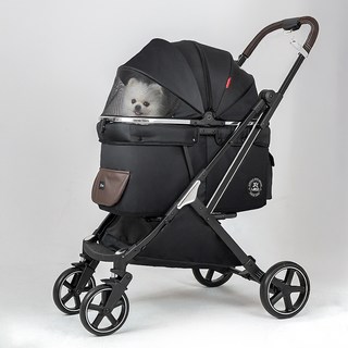 레토 프리미엄 강아지 유모차 풀오토 퀵폴딩 사계절, 블랙, 1개