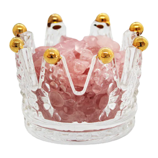 O'Pretty 歐沛媞 水晶擴香石組-粉水晶, 天然能量晶石, 玻璃皇冠容器, 1組