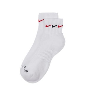 NIKE 耐吉 男女 基本款短襪 U NK EVERYDAY PLUS CUSH ANKLE, 白色 NIKE勾勾, 1雙