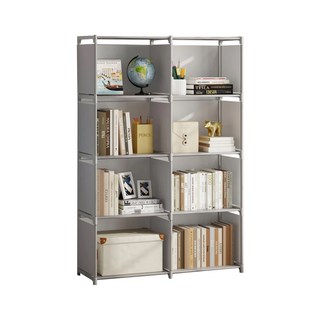 簡易組裝書櫃架，網美組合書架，12mm加粗鍍鋅鋼管, 82 x 28 x 125cm, 銀灰色, 1個