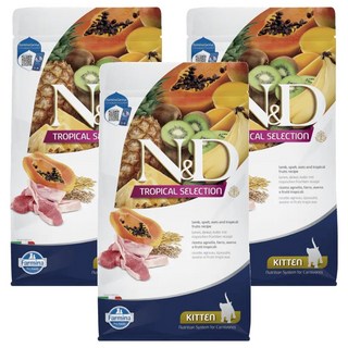 N&D 幼貓 FTC0天然熱帶水果系列 乾飼料, 羊肉木瓜, 300g, 3包