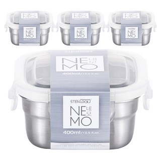 STENLOCK 史丹利 Nemo正方形密封保鮮盒, 4號(400ml), 4個