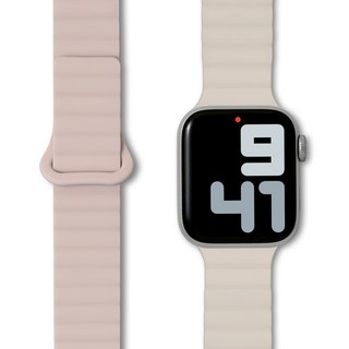 누아트 애플워치 호환 스트랩 이지 퀵 실리콘 투톤 마그네틱 루프, 스타라이트 + 인디핑크, 1개