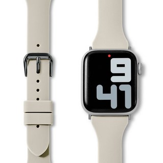 누아트 애플워치 호환 디버클 슬림 실리콘 스트랩 밴드, 베이지, 1개