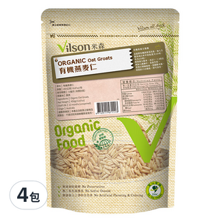 Vilson 米森有機 100%有機燕麥仁 450g, 無殘農 無化肥 無添加 全素自然純淨, 4包
