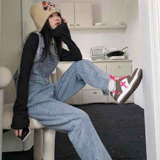 라라티나 여성용 플레이 루즈핏 점프수트 데님 멜빵 바지