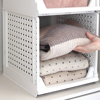 올리빙 국내 제조 크로스 접이식 슬라이딩 리빙박스, 화이트, 2개