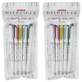 ZEBRA 斑馬牌 MILDLINER OT 螢光筆 5色組, 2套, 苔蘚綠, 薄荷綠, 含羞草黃, 煙燻紅, 鳶尾紫
