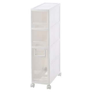 彩宸生活家 夾縫抽屜收納櫃 3層, 白色, 1個, 66.5 x 16 x 36cm