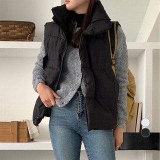 afinar 女款寬鬆高領鋪棉背心