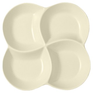 Homely Zakka 北歐四葉形陶瓷四格分隔餐盤 22.5x22.5x3.2cm, 奶油白, 1個