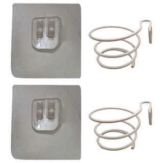 德利生活 無痕掛勾吹風機掛架 白色 浴室收納壁掛架, 2個