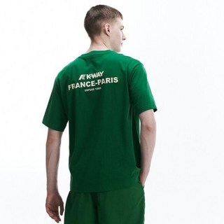 巴黎字樣短袖T恤 Y232BUT513, 綠色