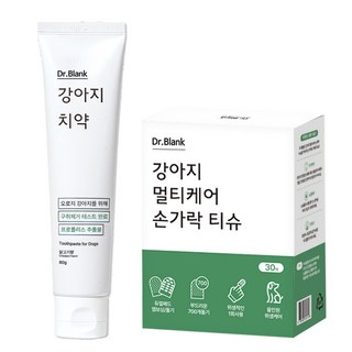 닥터블랭크 강아지 치약 닭고기향 80g + 멀티케어 손가락 칫솔티슈 30p 세트, 1세트