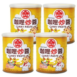 牛頭牌 咖哩炒醬,嚴選上等咖哩粉,香氣持久,口感濃郁,省去備料調味麻煩,適用各式炒、煮、湯類料理,不添加防腐劑、人工色素, 737g, 4罐