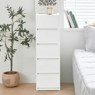 코멧 국내생산 모던 슬림서랍장, 화이트, 5단