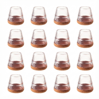 까사재클린 소음 미끄럼 방지 투명 의자 발 커버, 브라운, 16개