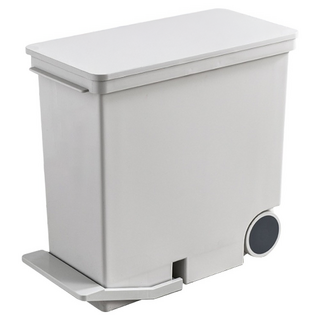 FAmILyLIFE 生活 26公升附輪腳踏式縫隙雙槽分類垃圾桶, 米白色, 1個