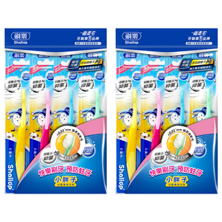 Shallop 刷樂 小胖子兒童專用牙刷, 多色, 4支, 2包