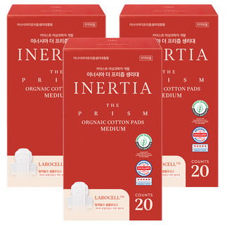 이너시아 더 프리즘 생리대 날개형, 중형, 20개입, 3개