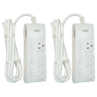MAX STAR 太星電工 蓋安全四開三插滑蓋電腦線 台灣製造, 2.7m, 白色, 2條