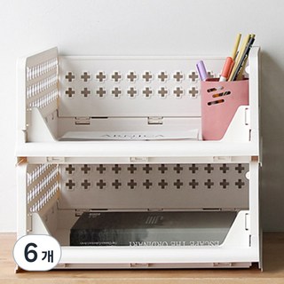 OLIVING 交叉折疊滑動收納箱, 白色，中號(35 x 38.5 x 15.5 cm）, 6個