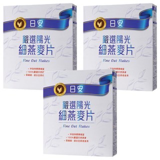 日安 嚴選陽光 細燕麥片, 100%嚴選天然燕麥, 高纖維 適合全素者食用, 500g, 3盒