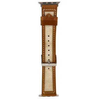 DAYA ins文青風帆布拼皮錶帶 Apple Watch, 淺棕色, 1條