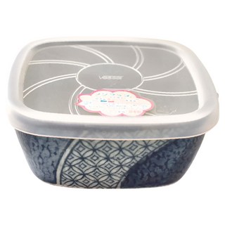 藍染角型保鮮盒 - 日本製 陶瓷材質, 12 x 5cm, 250ml, 1個, 1個容器 + 1個蓋子