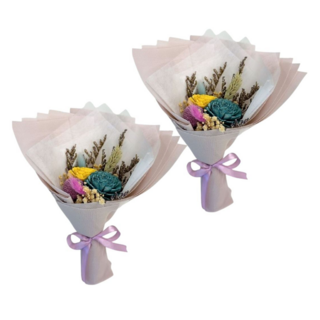 A-ONE 藍黃索拉玫瑰花紫色大球花繡球花永生乾燥花束, Z款 彩色