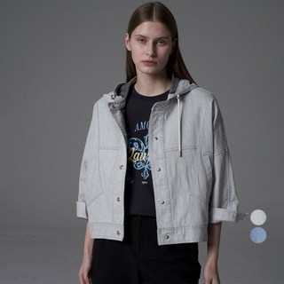 Olivia Lauren 女款撞色拼接連帽牛仔夾克 VVBMJ5M3291