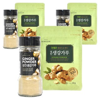 SUNGJIN 韓國產薑粉 瓶裝40g + 夾鏈袋裝60g組合, 3套, 100g
