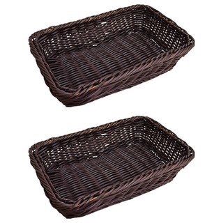 Rattan Rattan 長方形托盤 40 x 30 x 8 cm, 深棕色, 2個