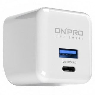ONPRO PRO版 Type-C + USB 第三代快充小豆腐/充電器, 冰雪白, 1個