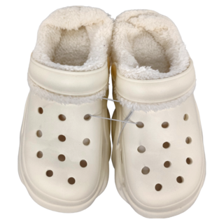 ego life EVA增高厚底拖鞋洞洞鞋, 可拆卸EVA增高厚底柔軟毛絨拖鞋 BH1984-白色39-40, 39~40, 白色