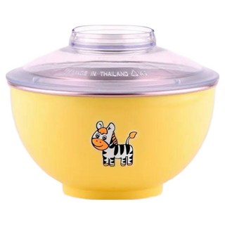 ZEBRA THAILAND 304不銹鋼彩色隔熱麵碗 附蓋 15cm 雙層隔熱設計 耐酸鹼 不易生鏽, 黃色, 1組