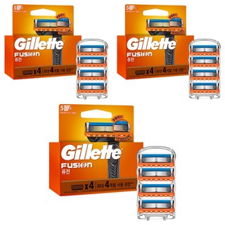 Gillette 吉列 Fusion手動刮鬍刀頭, 3組, 4入