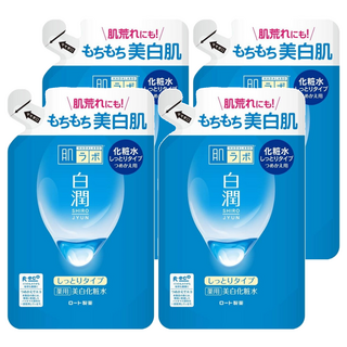 HADALABO 肌研 白潤化妝水 補充包 高效保濕 雙重玻尿酸 天然高純度熊果素 維他命C衍生物, 170ml, 4包