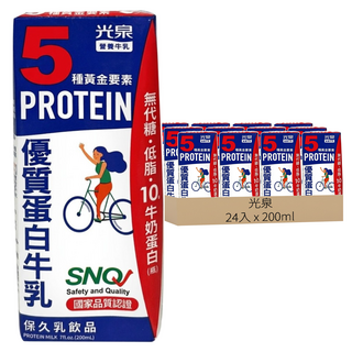 光泉 優質蛋白牛乳, 200ml, 24入