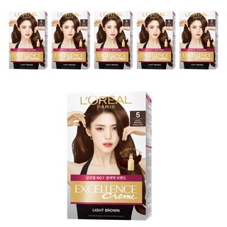 로레알파리 엑셀랑스 크림 염모제, 5호 라이트 브라운, 6개