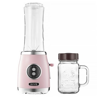 Kinyo 輕復古雙享隨行果汁機 附刀座 + Tritan杯 蓋 + 玻璃隨身瓶 蓋 16 x 12 x 12cm, JR-250, 粉色