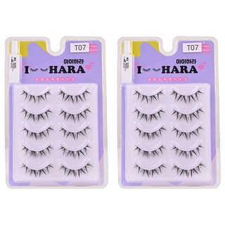 아이하라 쁘띠업 속눈썹 2p x 5개 + 글루 세트 T07, 2세트, 블랙