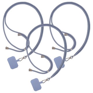 斜背式手機掛繩 Set 3條, 灰藍色 附金屬扣