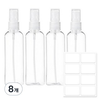 비타벨로 스프레이 여행용 화장품 소분 용기 100ml + 라벨스티커, 8개