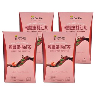 Bee Zin 康萃 輕孅蜜桃紅茶 綠咖啡豆萃取 蜜桃紅茶口味 含豐富膳食纖維, 12g, 7包, 4盒