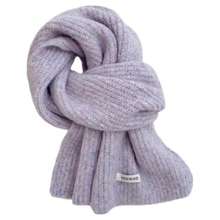 MEIYS STUDIO 羊毛圍巾圍脖 純色喀什米爾羊絨加厚保暖兩用披肩, 160 x 25cm, 香芋紫, 1個