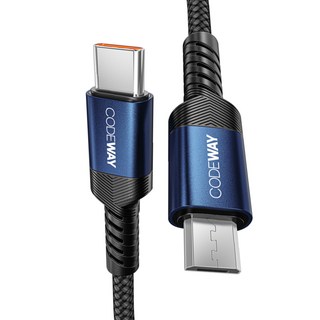 CODEWAY USB-C-Micro 5針充電線 高速傳輸, 藍色, 3m, 1條