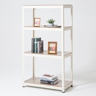 comet 堅固耐用免螺絲簡易組裝式高強度角鋼架 4層, 白色